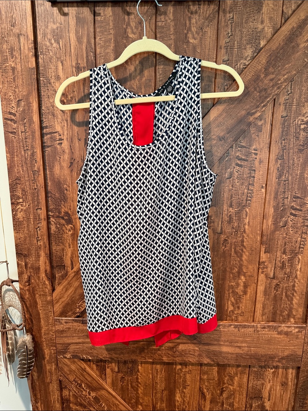 Zac & Rachel Black and White Geometric Tank with Red Accents - Picture 1 of 2